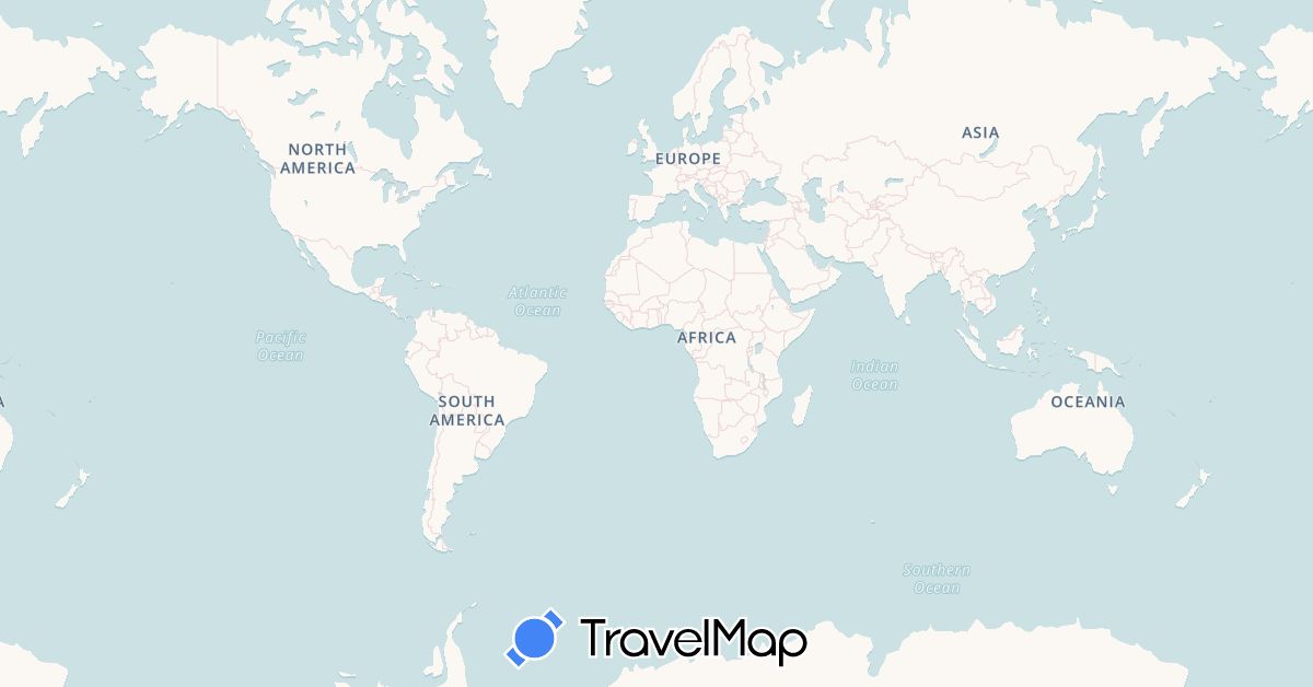 TravelMap itinerary: driving, bus, cycling, train, boat in Spain, France, Morocco (Africa, Europe)